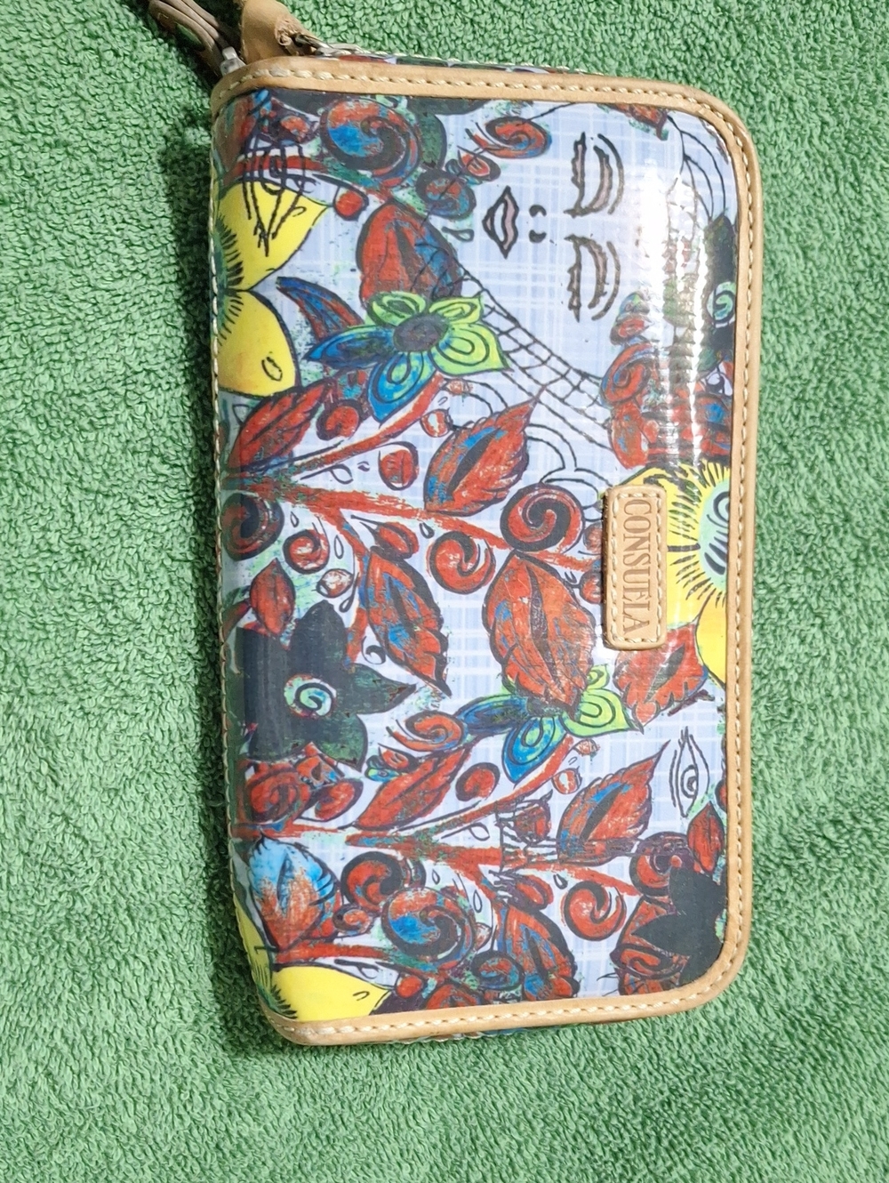 Consuela Multicolor Floral Zip Phone Wallet - Brown Trim